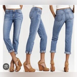 J BRAND Aoki Denim Jeans Ankle Crop Boyfriend Medium Wash Mid Rise Cuffed Caicos